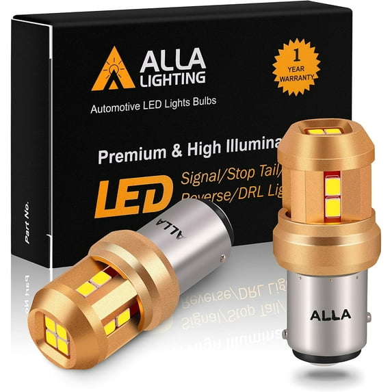 Alla Lighting Miniature 12V BAY15D Base 7528 1157 LED Bulbs, 6000K Xenon White, Super Bright Signal, Backup Reverse, Brake, Tail Lights, DRL Replacement 2056 3496 P21/5W 1034