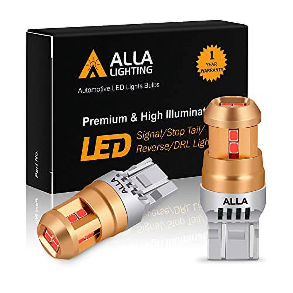 Alla Lighting Miniature T20 Wedge 7440 7443 LED Bulbs, Pure Red Super Bright 12V Turn Signal Lights, Brake Lights Tail Lights SMD Replacement Taillights 7443LL 7440LL Upgrade