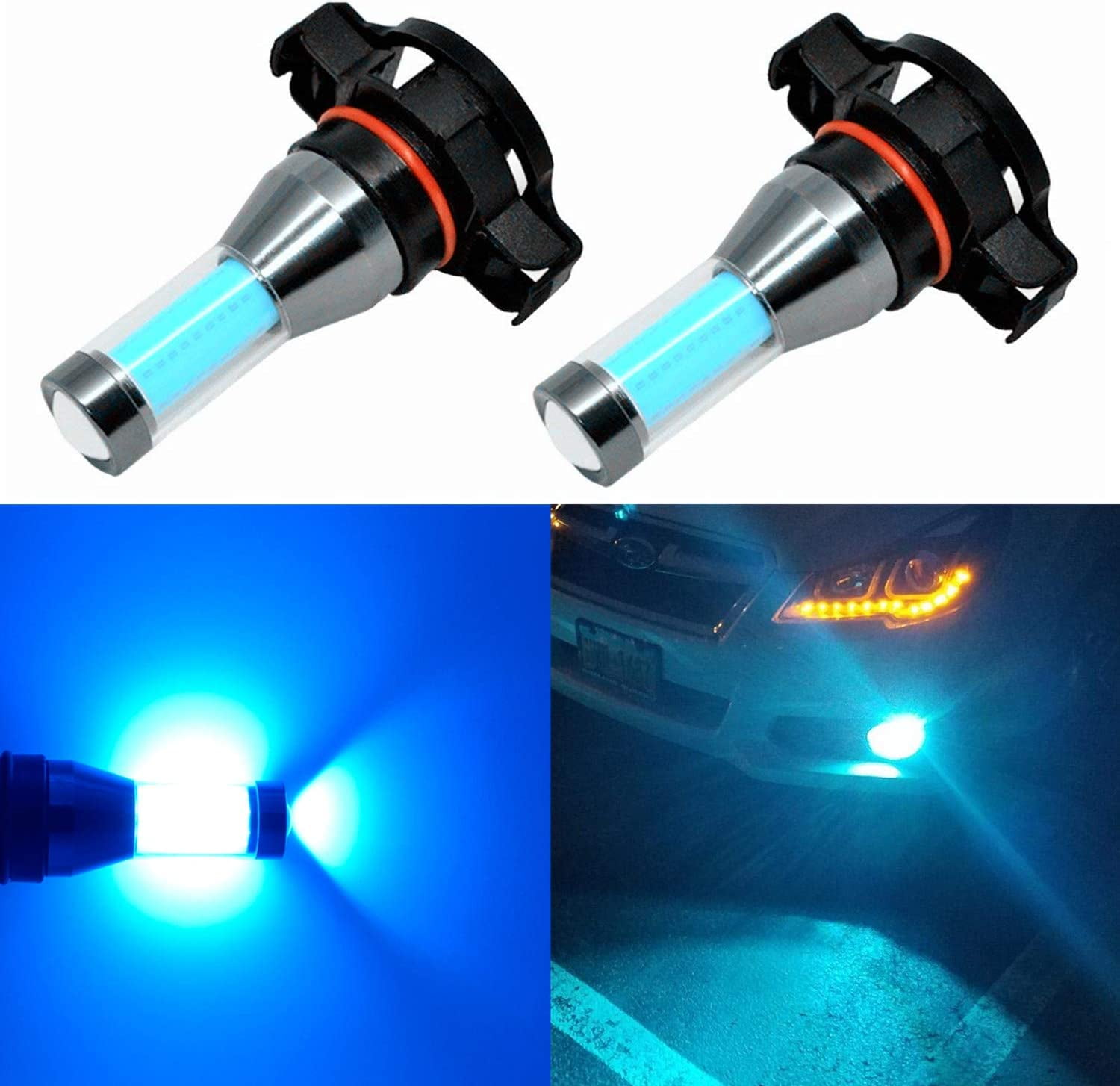 Alla Lighting New 5201 5202 LED Fog Lights Bulbs, 8000K Ice Blue Super ...