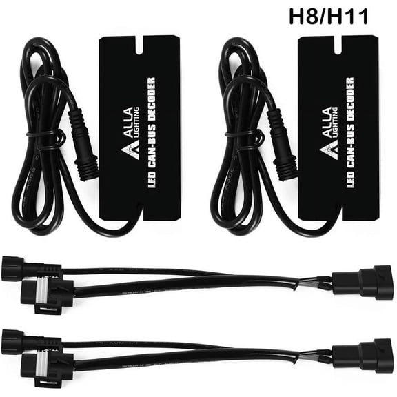 Alla Lighting Newest H8 H9 H11 CANBUS Resistor Decoders Fix Error Free Code for LED Headlights/Fog Lights/DRL Bulbs Adapter Harness Kits/Anti Flicker