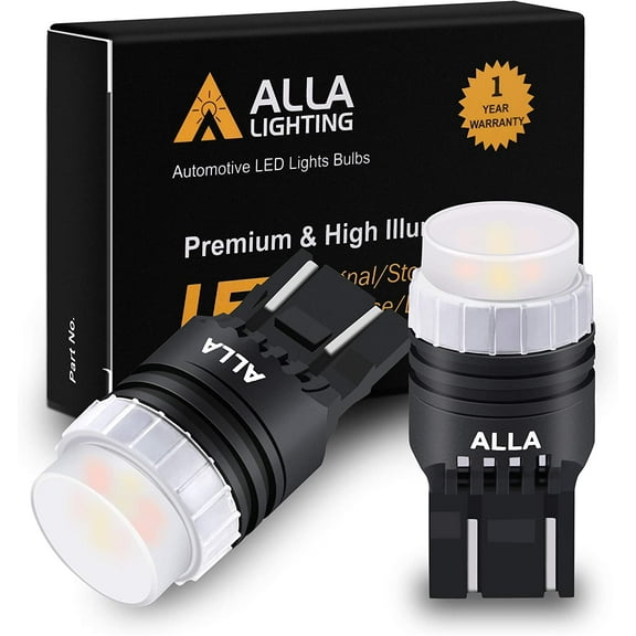 Alla Lighting Newest Mini Super Bright 7444NA 7443 LED Switchback Bulbs Turn Signal Lights Dual Color 6000K White (DRL/Parking)/Amber Yellow(Blinker) 7443NALL 7442NA