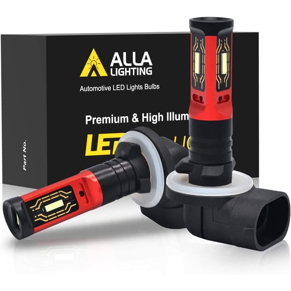 Alla Lighting Newest PGJ13 Base H28 886 881 LED Fog Lights Bulbs Upgrade Halogen Xtreme Super Bright 1860-SMD 862 888 889 896 898, 6000K Xenon White