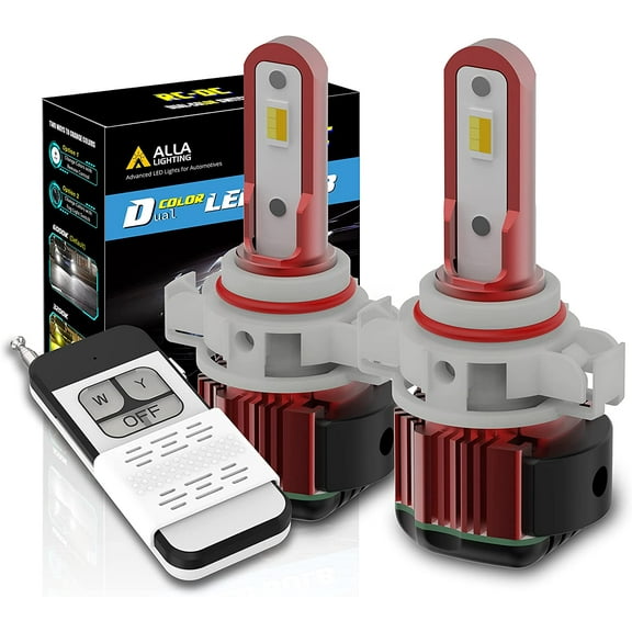 Alla Lighting Newest PS19W 5201 5202 LED Switchback Fog Lights, DRL Bulbs w/Remote Control, 6000K White/3000K Yellow Dual Color Easy Switch PS24WFF 12085, Xtreme Super Bright