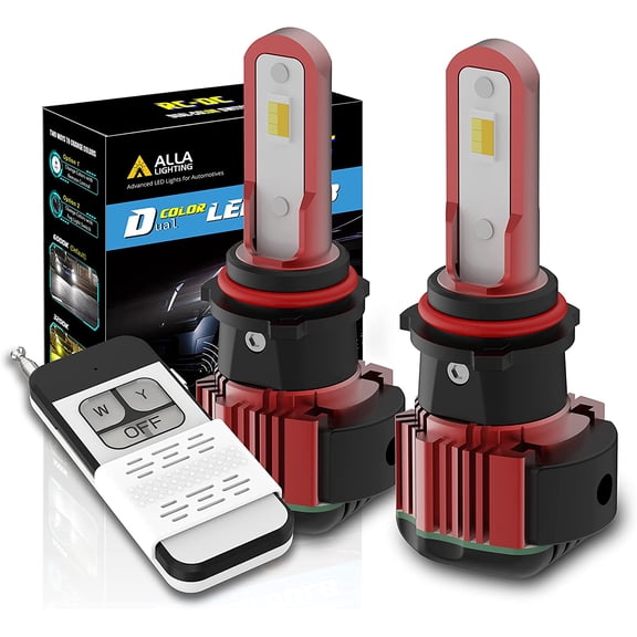 Alla Lighting Newest PSX26W 12278 LED Switchback Fog Lights, DRL Bulbs w/Remote Control, 6000K White/3000K Yellow Dual Color Easy Switch, Xtreme Super Bright
