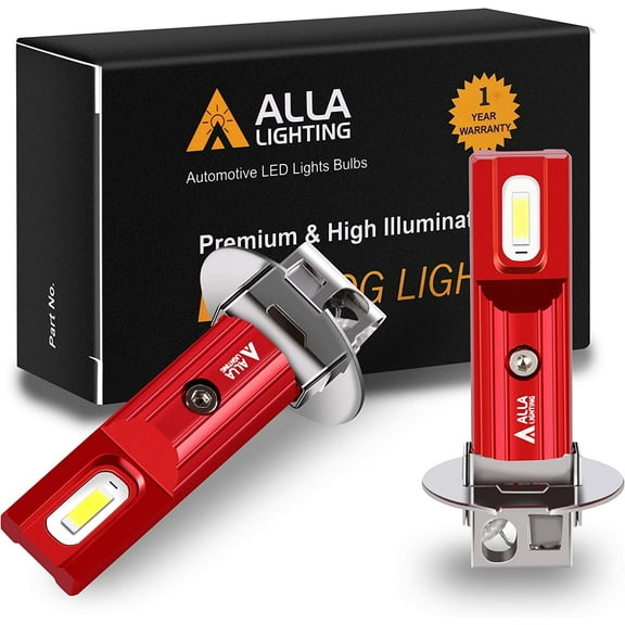 Alla Lighting PK22s Base H3 LED Bulbs Fog Lights Replacement Xtreme Super Bright Newest 1860-SMD 11513798 78135 for Cars, Trucks, Motorcycles, 6000K Xenon White