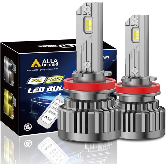 Alla Lighting Remote Control 10000Lms H11 H8 H9 Switchback LED Headlights High Beam Low Beam Headlamps Fog Lights Bulbs or Daytime Running Lights(DRL) Lamps, 6000K Xenon White/3000K Yellow H16