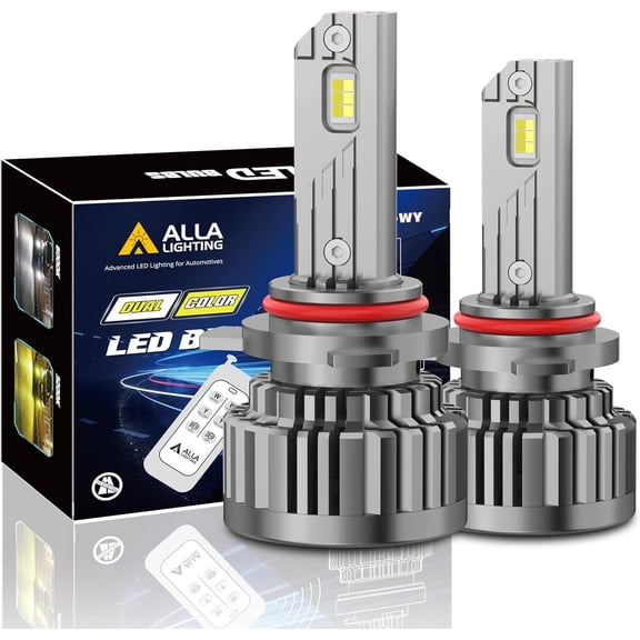 Alla Lighting Remote Control 10000Lms HIR2 9012 Switchback LED Headlights High Beam Low Beam Headlamps Fog Lights Bulbs or Daytime Running Lights(DRL) Lamps, 6000K Xenon White/3000K Yellow