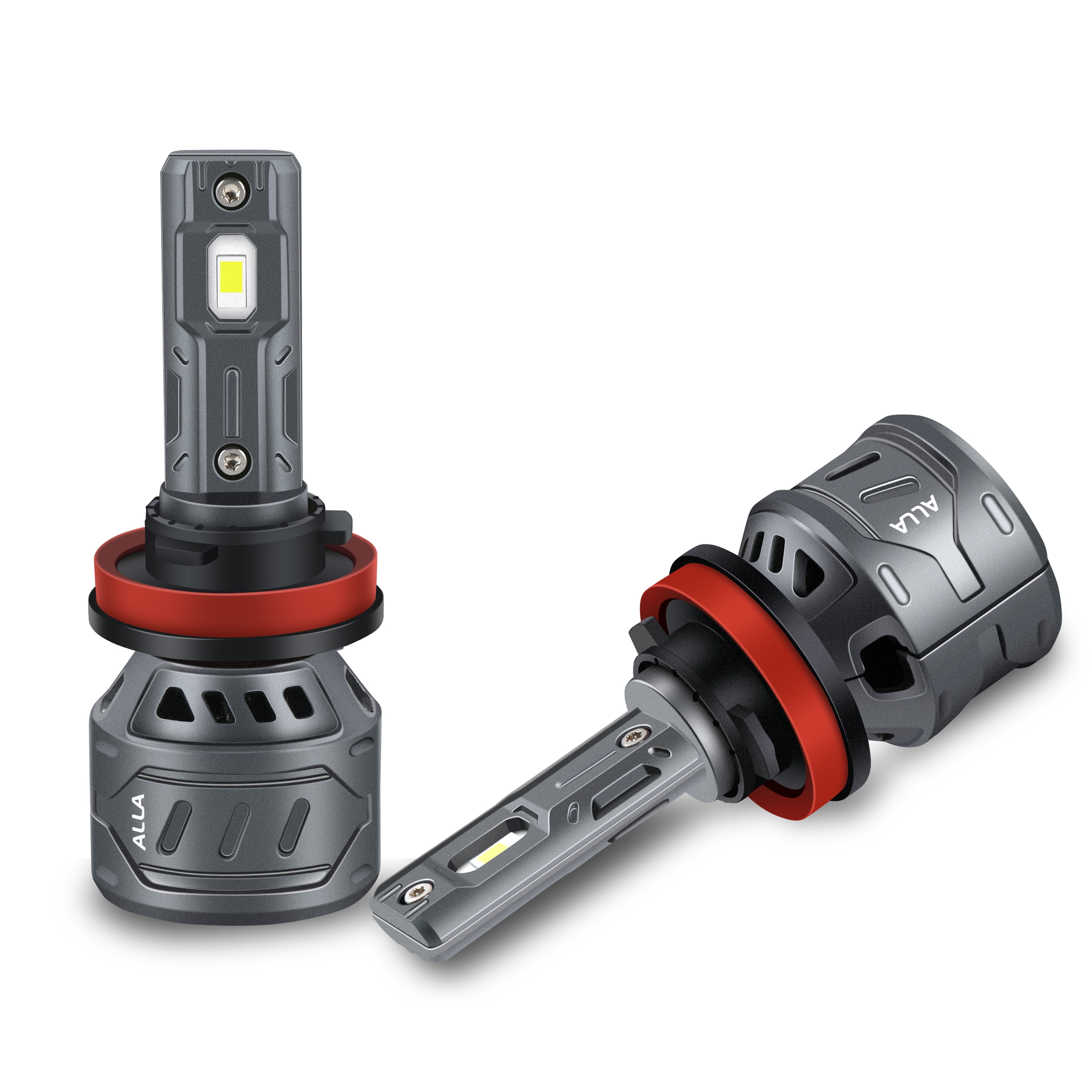 Alla Lighting S-HCR H8 H9 H11 LED Bulbs, Headlights/Fog Lights/DRL, 6500K Xenon White 10000Lms Xtreme Super Bright Upgrade Halogen, HID Headlamps