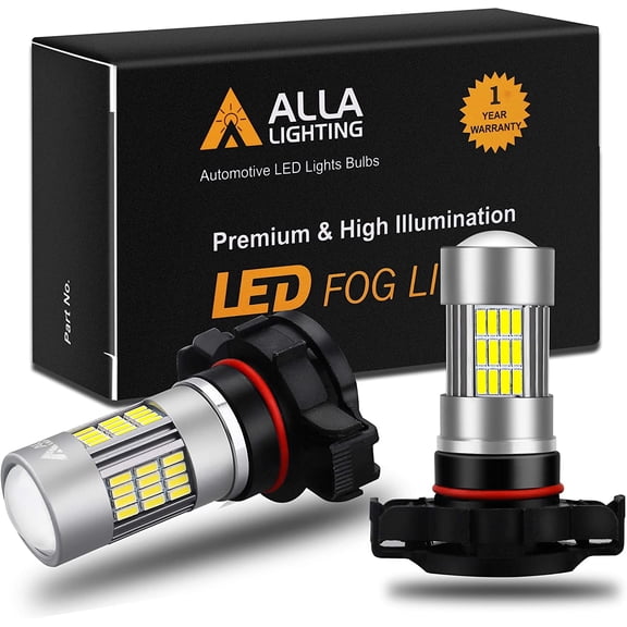 Alla Lighting Super Bright 2504 PSX24W LED Fog Lights Bulbs 4014 54-SMD LED PSX24W 2504 Fog Light Bulbs 6000K Xenon White LED Bulbs Replacement
