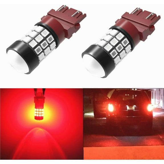 Alla Lighting Super Bright 3156 3057 3157 Red LED Bulbs High Power LED 3157 Strobe Flash Brake Lights Stop Light Bulbs - Brilliant Pure Red