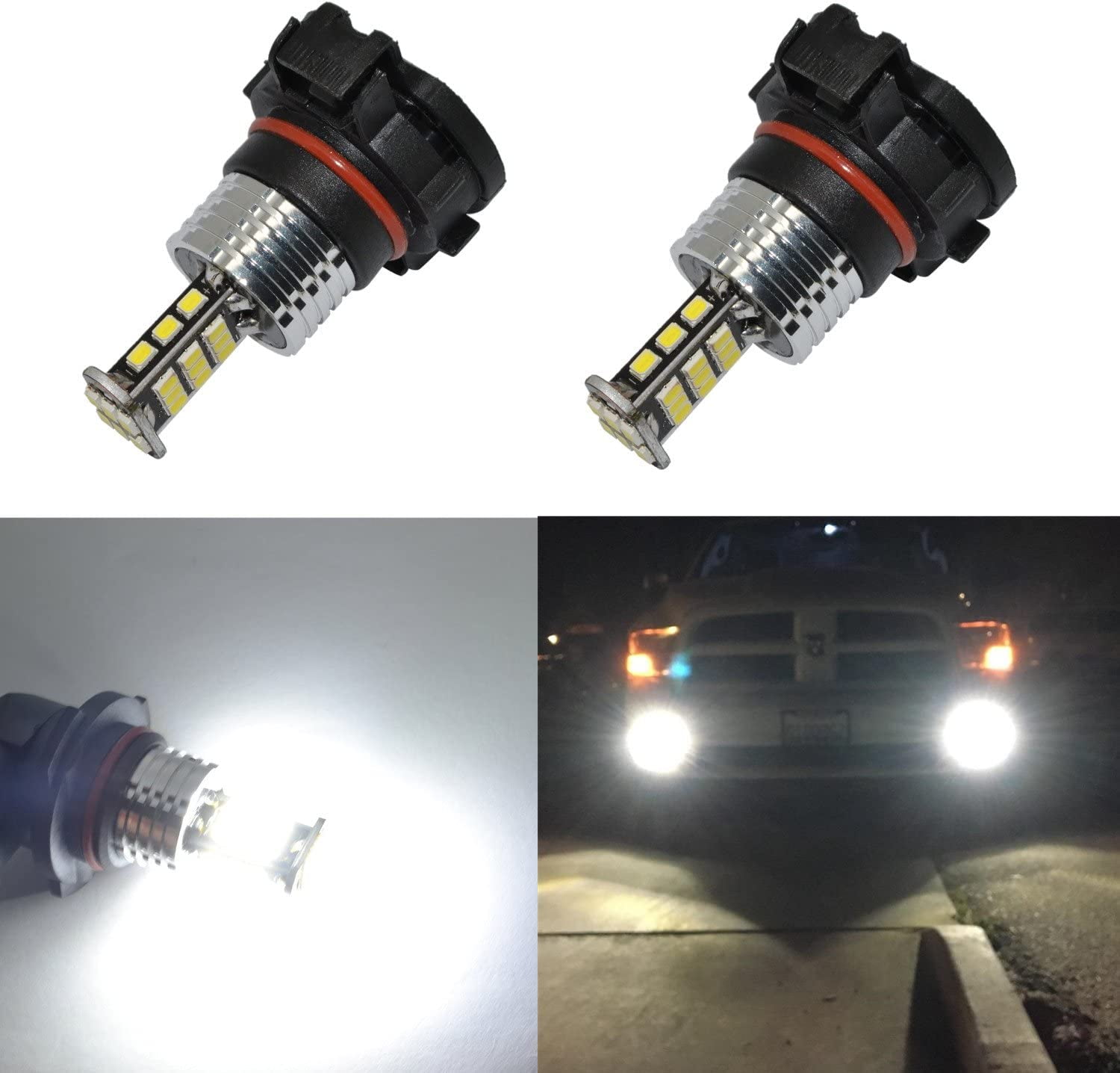 Aazon.co: PHINLION 5202 Ice Blue LED Fog Light Bulbs, 3800 Luens