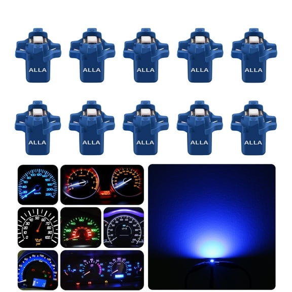 Alla Lighting Super Bright B8.3D 17058 202259 2721 MF8 LED Bulbs, Blue Instrument Panel Lights 3030 SMD Dashboard Lights, Gauge Cluster Lights, Speedometer Lights, Indicator Lights