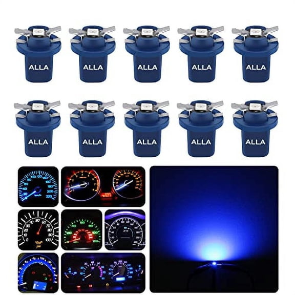 Alla Lighting Super Bright B8.5D 2721MF 17035 BP17035 2351MFX6 LED Bulbs, Blue Instrument Panel Lights 3030 SMD Dashboard Lights, Gauge Cluster Lights, Speedometer Lights, Indicator Lights