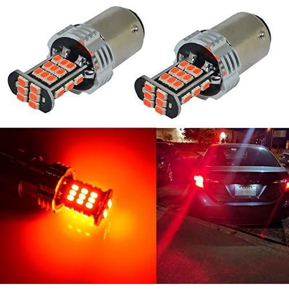 Alla Lighting Super Bright BAY15D 1157 Red LED Bulbs Cars Trucks Turn Signal Brake Stop Tail Light Replacement, 1000 Lumens 2057 7528 3496 High Power 3020 30-SMD