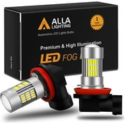 Alla Lighting Super Bright H8 H16 H11 LED Fog Lights Bulbs 4014 54-SMD, 6000K Xenon White for Cars Trucks Replacement