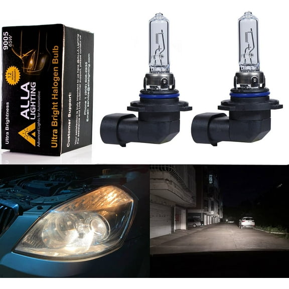 Alla Lighting Super Bright HB4 9006 Halogen Headlights Low Beam Bulbs, Fog Lights, DOT Approved 55W 4300K Replacement