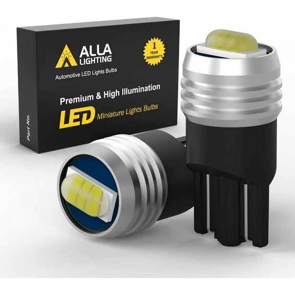 Alla Lighting T10 Wedge 194 168 LED Bulbs, 6000K Xenon White License Plate Lights, Interior Lights Map Lights,Dome Lights,Trunk Lights,Courtesy Lights Super Bright 12V 175 2825 W5W161 2827