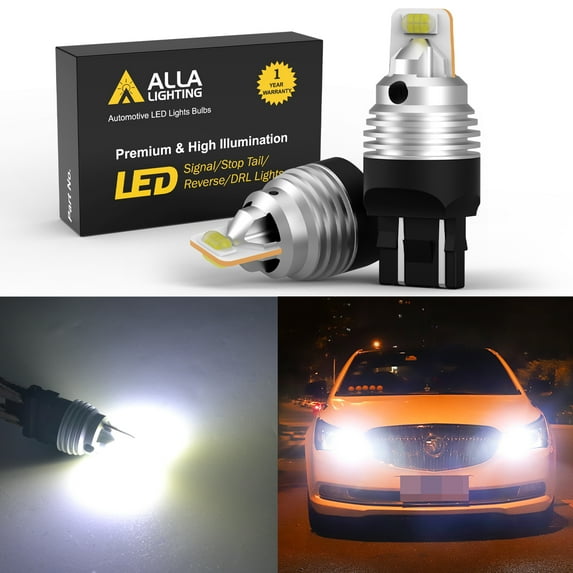 Alla Lighting T20 7440 7443 LED Bulbs, 6000K Xenon White Back-up Reverse Lights, Turn Signal Lights, Brake Lights Tail Lights 7441 7444 NA Super Bright CSP-7035 2000-SMD Replacement