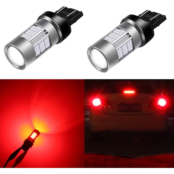 Alla Lighting T20 7440 7443 Red LED Bulbs Super Bright 4014 54-SMD Turn Signal Lights, Brake Lights Stop Light Tail Lights Replacement for Cars, Trucks
