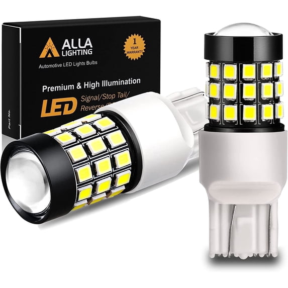Alla Lighting T20 7443 7440 LED Strobe Flashing Brake Lights Bulbs, 6000K Xenon White Super Bright 2835 SMD 12V Dual Filament Blinking Stop Lights for Cars, Trucks 7441 7444 7442
