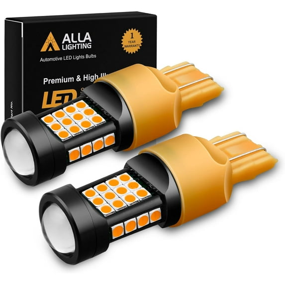 Alla Lighting T20 WY21W W21W 7443 7440 LED Bulbs, 6000K Xenon White Back-up Reverse, Turn Signal, Brake Tail Light Lamps DRL Replacement