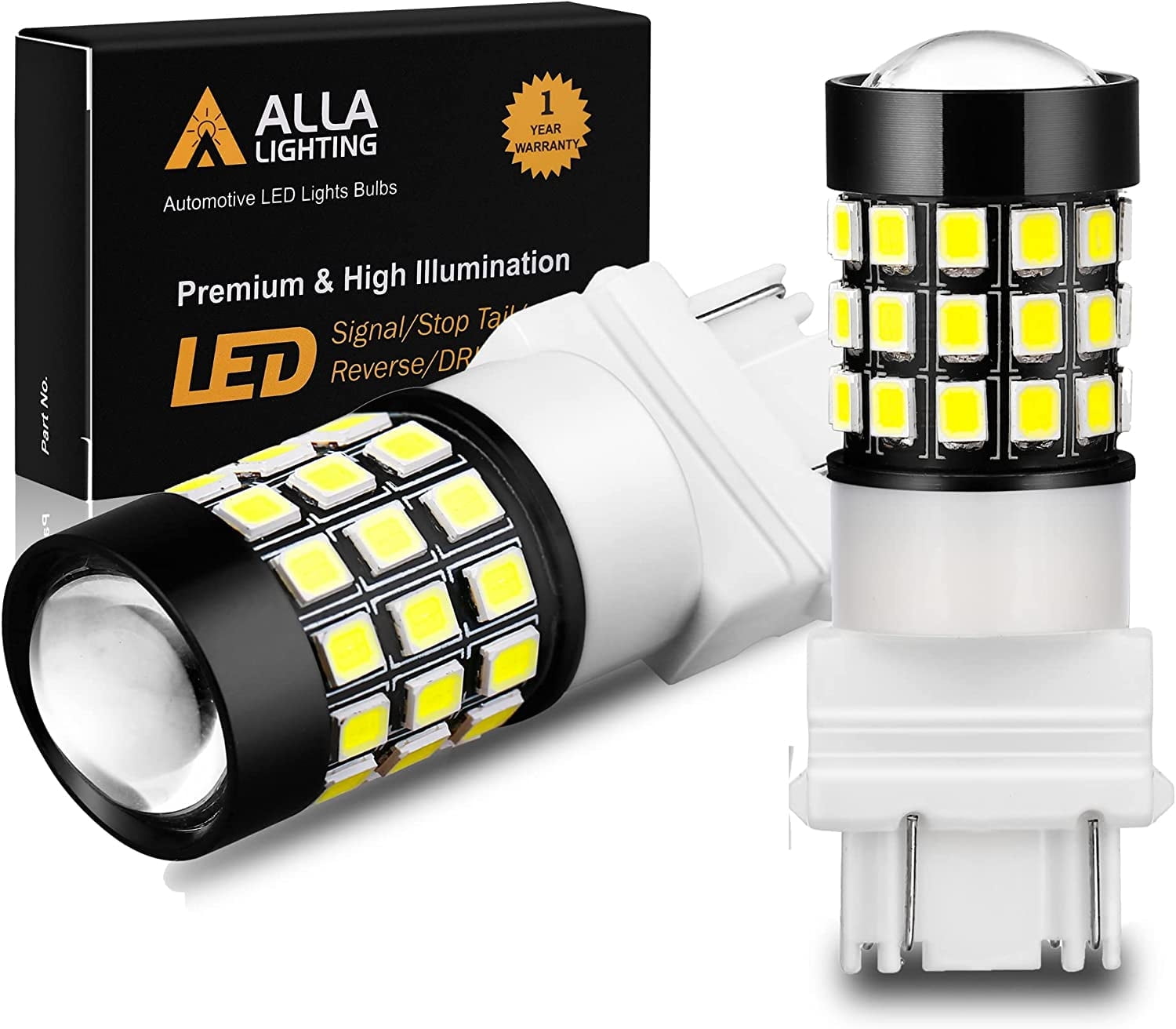 Alla Lighting T25 3157 3156 Strobe Reverse Light LED Bulbs, 6000K Xenon ...