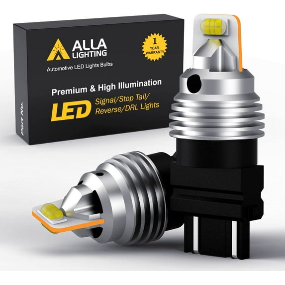 Alla Lighting T25 Wedge 3156 3157 LED Bulbs, Pure Red Turn Signal Lights, Brake Lights Tail Lights 3057 LL 3457 3157K 4157 4057 4057KX Super Bright CSP-7035 2000-SMD Replacement