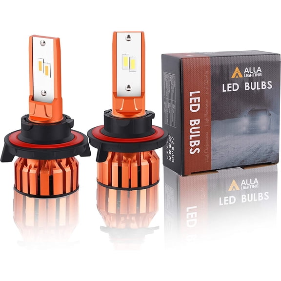 Alla Lighting Vision X-HL 9008 H13 LED Bulbs Xtreme Super Bright 10000 Lumens, Dual High Beam/Low Beam Headlights/DRL Lights Replacement Bulbs Adjustable Beam, 6000K Xenon White