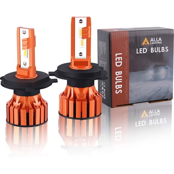 Alla Lighting Vision X-HL Xtreme Super Bright 10000 Lumens HB2 9003 H4 LED Bulbs, Dual High Beam/Low Beam Headlights/DRL Lights Adjustable for Motorcycles, Cars, Trucks, 6000K Xenon White