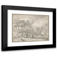 thumbnail image 1 of Allaert van Everdingen 18x15 Black Modern Framed Museum Art Print Titled - Landscape with Elegant Figures by a River, with Boats to the Right and a Town Behind Trees Beyond, 1 of 5