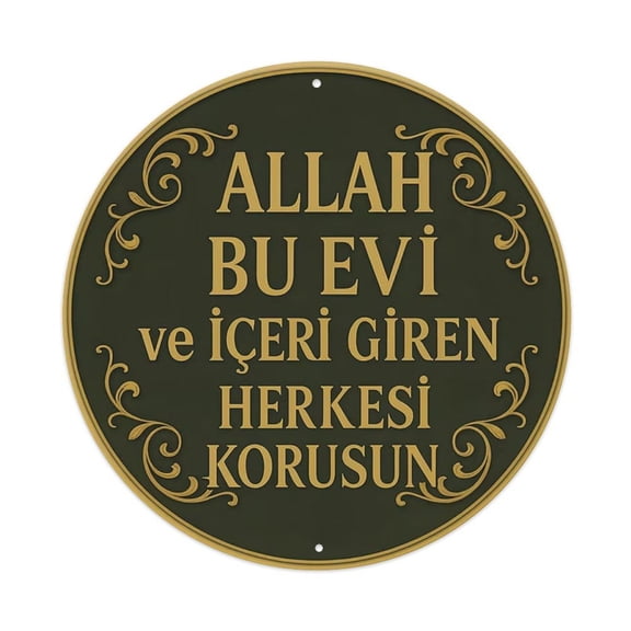 Allah Bless This House Round Tin Sign Vintage Metal Poster Living Room Bar Man Cave Home Wall Art Decor 8x8inch