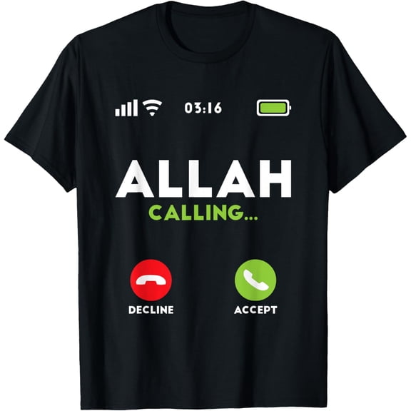 Allah Is Calling Islam Muslim T-ShirtMen and women, Black T-shirt, size: Extra large