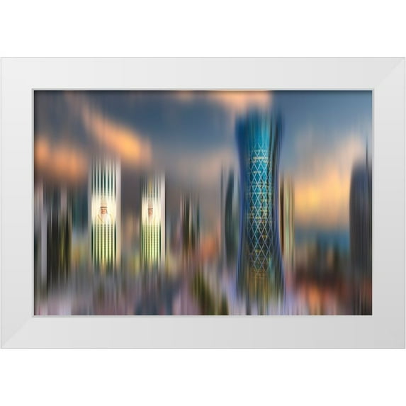 Allam, Abdelkader 24x17 White Modern Wood Framed Museum Art Print Titled - City Skyscrapers