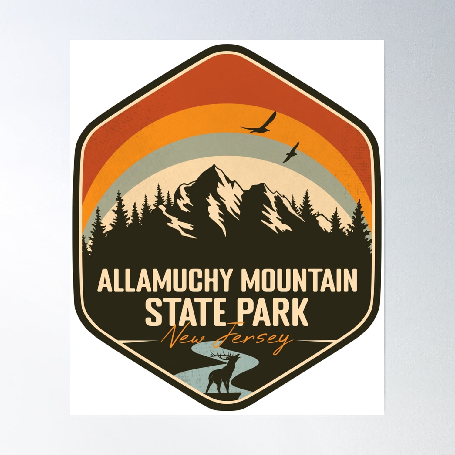 Allamuchy Mountain State Park New Jersey - Nj Vintage Sunset Badge ...