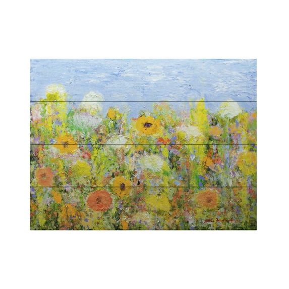 Allan Friedlander 'Dandelion Dust' Wood Slat Art 12x16