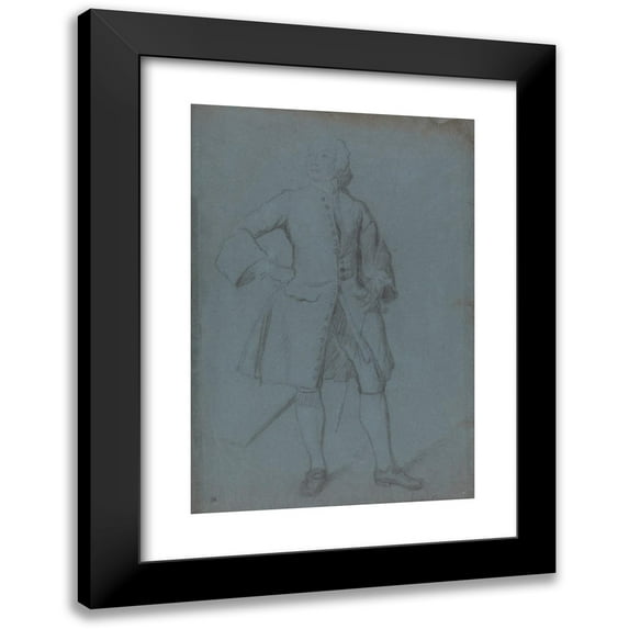 Allan Ramsay 13x18 Black Modern Framed Museum Art Print Titled - Man Standing Holding a Staff in His Left Hand, Full Length