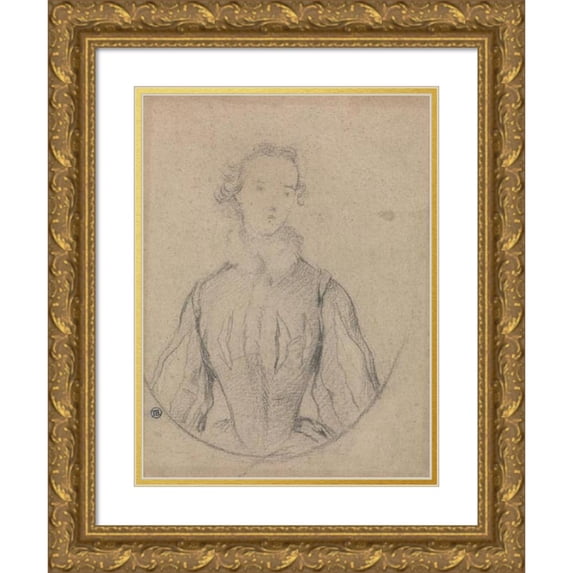 Allan Ramsay 14x18 Gold Ornate Wood Frame and Double Matted Museum Art Print Titled - Study for a Portrait of a Woman