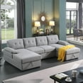 thumbnail image 1 of Allan Upholstered Sleeper Sectional Sofa Light Gray, 1 of 5