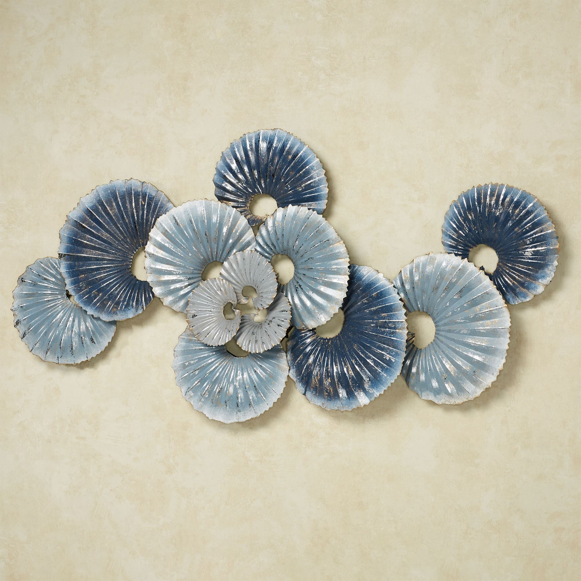 Allana Blue and Gray Hand-Dyed Alcohol Ink Metal Wall Sculpture