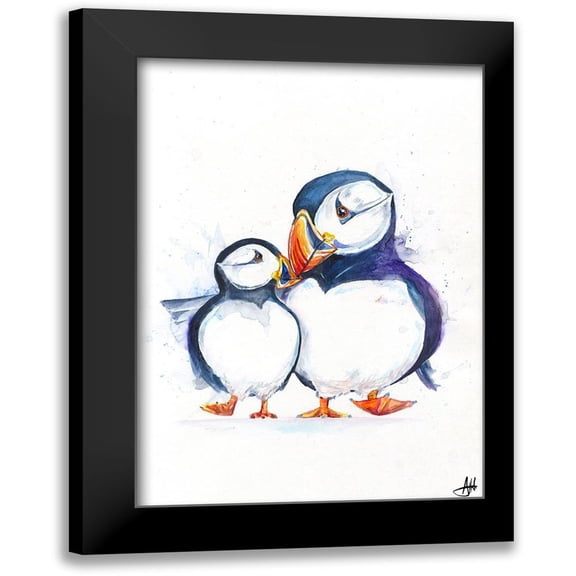 Allante, Marc 11x14 Black Modern Framed Museum Art Print Titled - Parading Puffins (Signed)