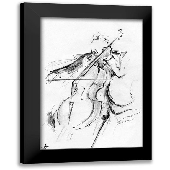 Allante, Marc 11x14 Black Modern Framed Museum Art Print Titled - The Cellist Sketch