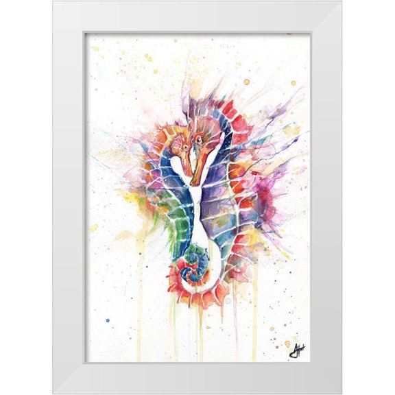 Allante, Marc 11x14 White Modern Wood Framed Museum Art Print Titled - Sanguine Seahorses