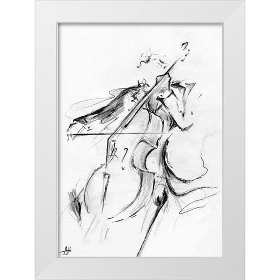 Allante, Marc 11x14 White Modern Wood Framed Museum Art Print Titled - The Cellist Sketch