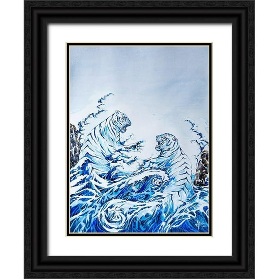 Allante, Marc 25x32 Black Ornate Wood Framed with Double Matting Museum Art Print Titled - The Crashing Waves