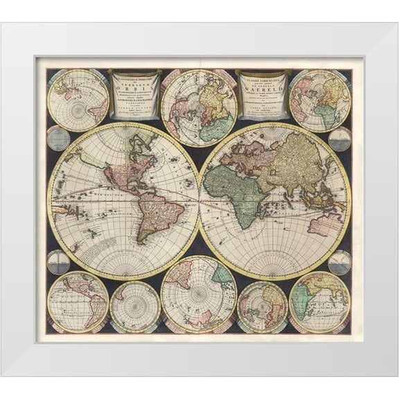 Allard, Carel 13x12 White Modern Wood Framed Museum Art Print Titled - World Map 1594