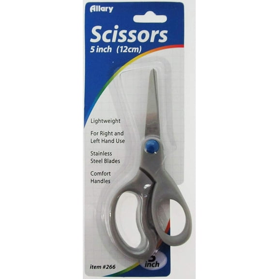 Allary 1 Pair 5 Inch Scissors Stainless Steel Comfort Handles Assorted Colors