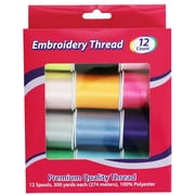 Allary 100% Polyester Embroidery Thread, Assorted Colors, 300 Yd. Spools, 12 Ct.