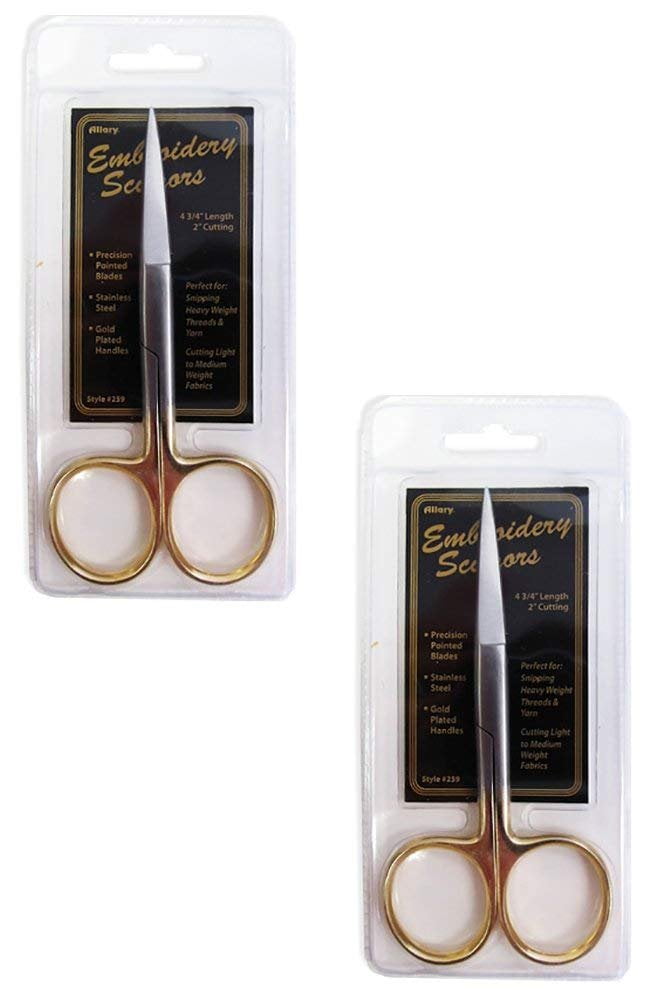 Allary 259 Ultra Fine 4-3/4 Inch Embroidery Scissors Set of 2 Embroidery Scissors