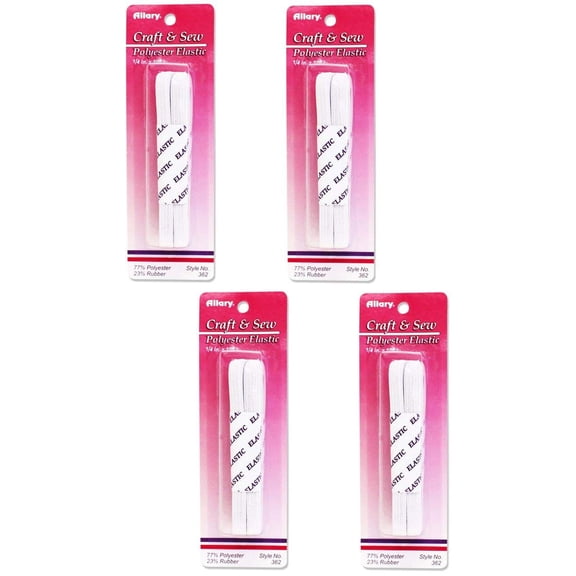 Allary 362 1/4"x108" Polyester Elastic - Multipacks Set of 4 packs of elastic