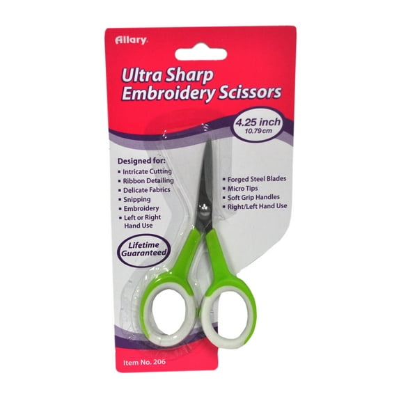 Allary 4.25 Inch Ultra Sharp Embroidery Scissors Green
